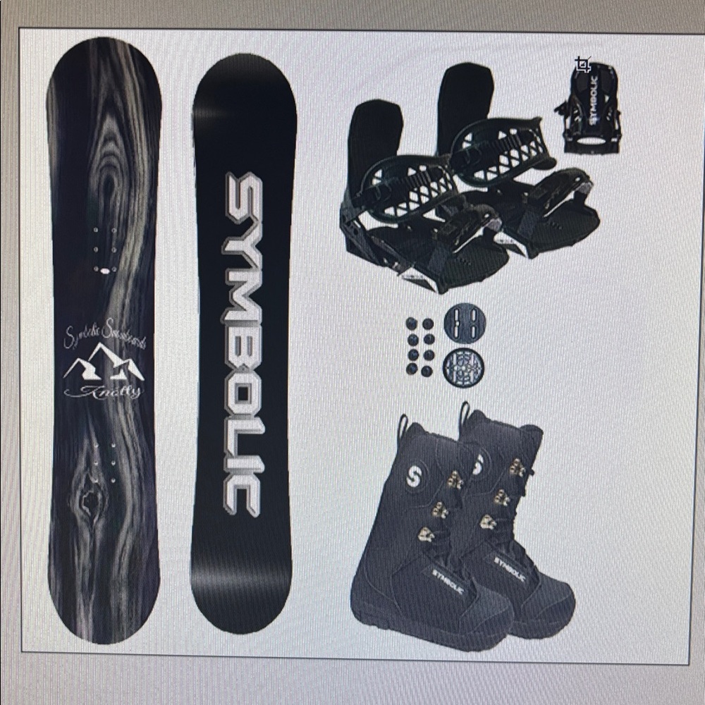$800 Symbolic Knotty Snowboard+Bindings+Boots Men Women Complete Package SET NEW